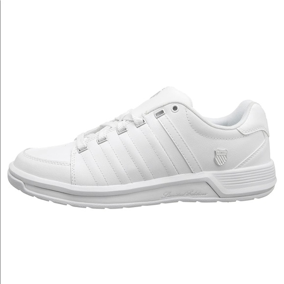 K-Swiss white leather stripe Berlo II sneaker shoe - Picture 2 of 9